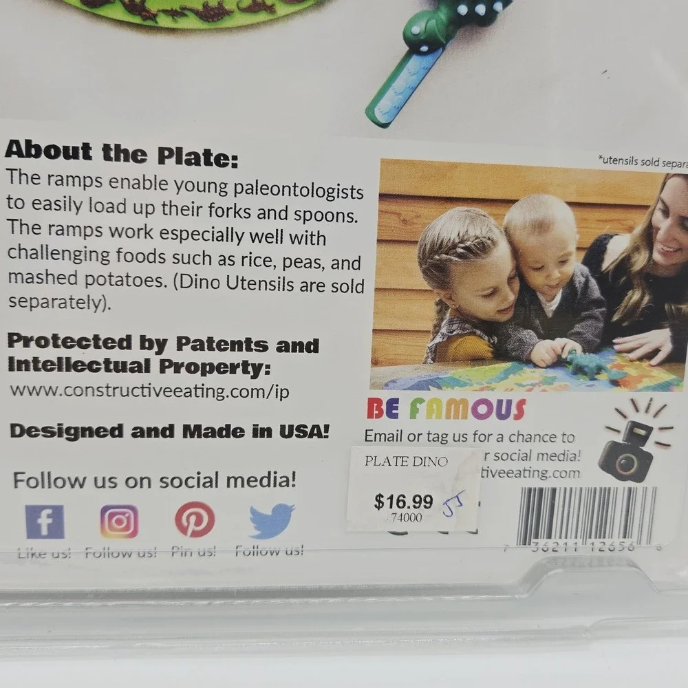 NEW Constructive Eating Plate Dinosaur Theme Feed Kids Creatively Sealed